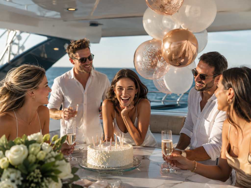 Birthday celebration aboard a private yacht
