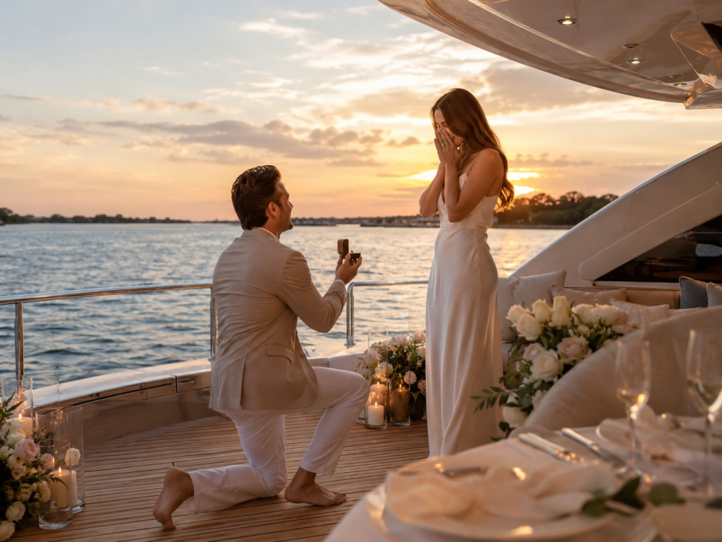 Marriage proposal during a private yacht experience