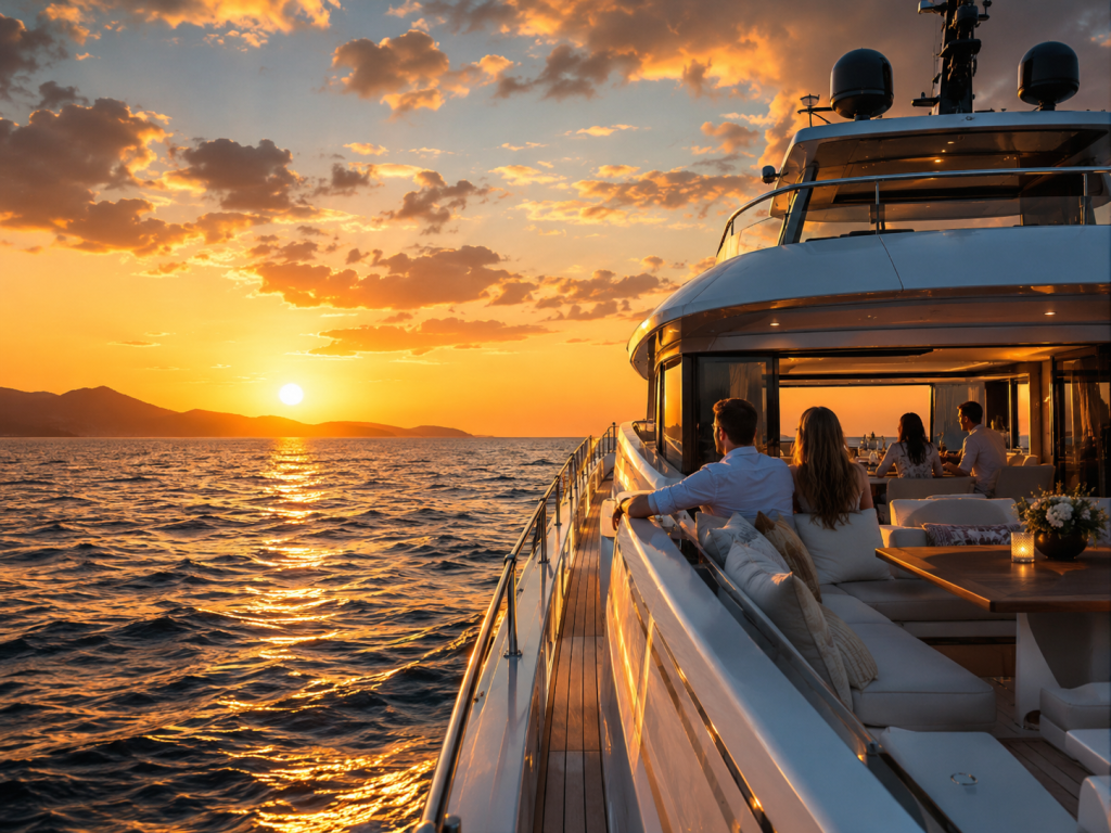 Sunset viewed during a private yacht tour